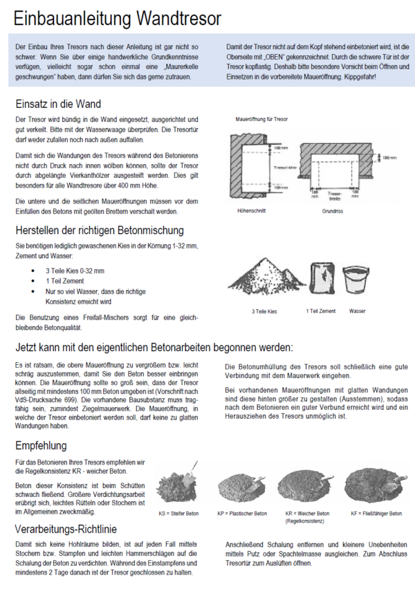 Wandtresor WT23 - mit Elektronikschloss