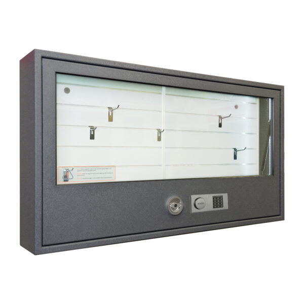 Glas-Waffenschrank 84/150 für Wandmontage mit Elektronikschloss Combi B90 – Grad 1 nach EN 1143-1