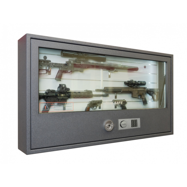 Glas-Waffenschrank 84/150 für Wandmontage mit Elektronikschloss Combi B90 – Grad 1 nach EN 1143-1