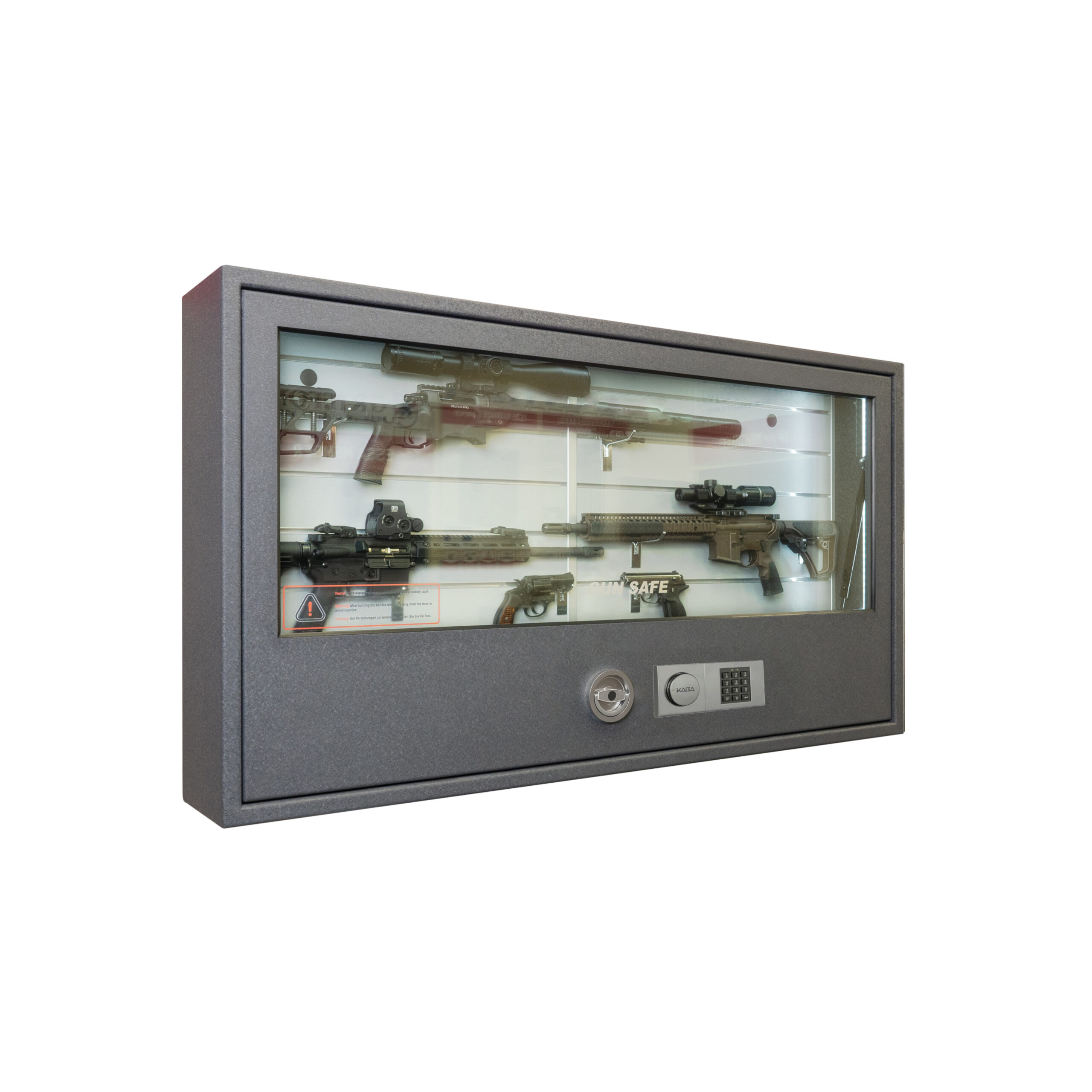 Glas-Waffenschrank 84/150 für Wandmontage mit Elektronikschloss Combi B90 – Grad 1 nach EN 1143-1